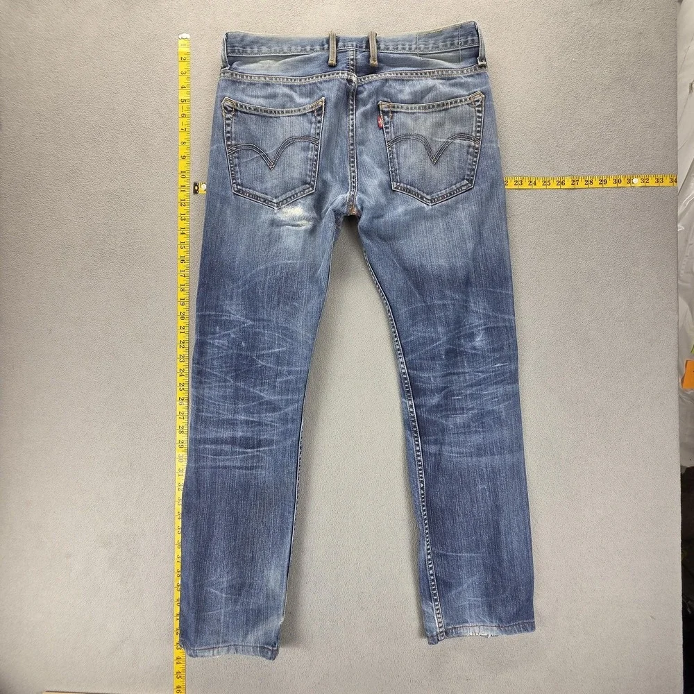 Vintage‎ Levis 504 Jeans Mens Blue Straight Engineered Altered Hem Fits 34x32